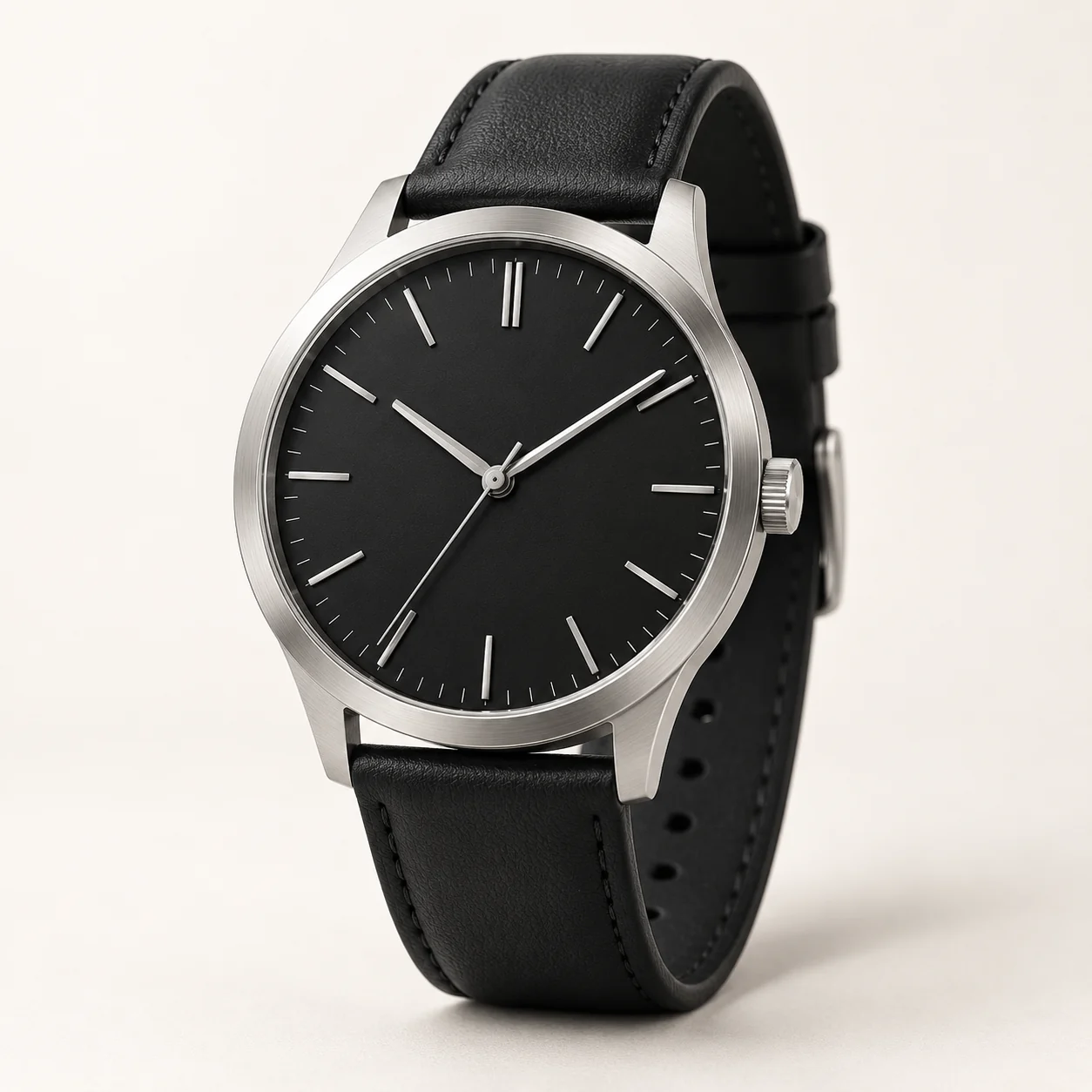 Foto de reloj de aluminio con correa negra